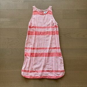 Old Navy Linen Blend Coral and White Striped Shift Dress